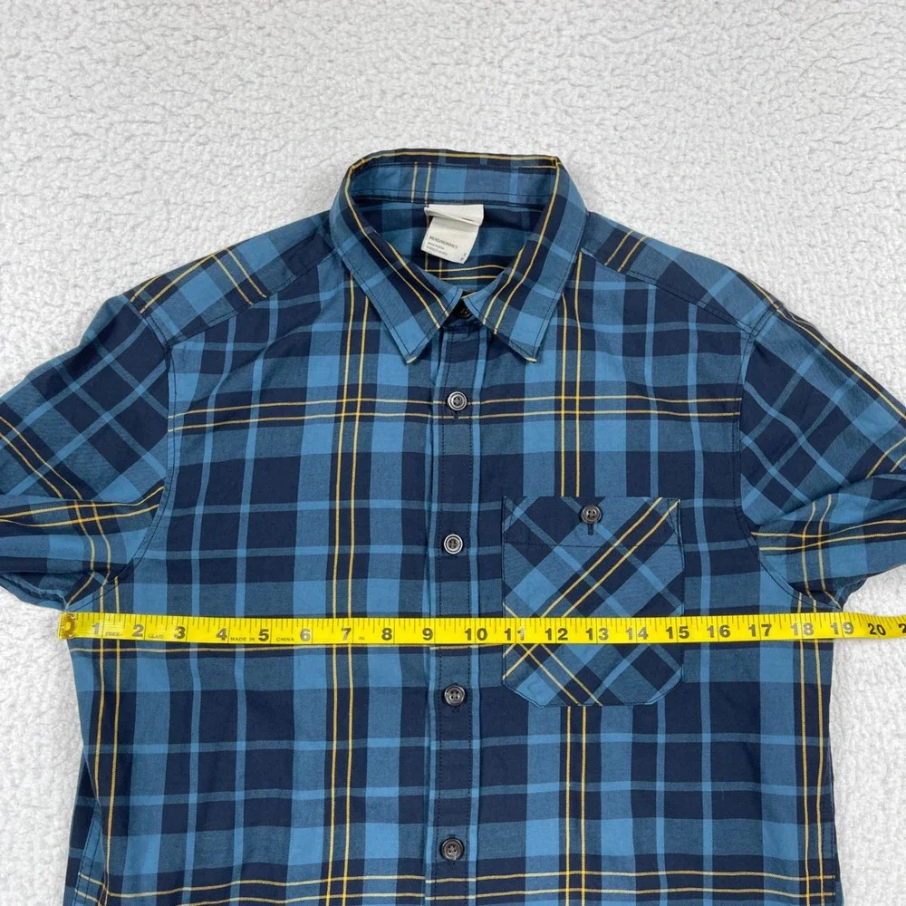 The North Face Button Down Shirt Mens Small Blue Plaid Long Sleeve Outdoor Hike